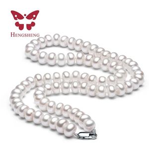 Vitt naturligt sötvatten Pärlhalsband för kvinnor 8-9mm halsband pärlor smycken 40 cm/45 cm/50 cm längd halsbandsmodesmycken 240422