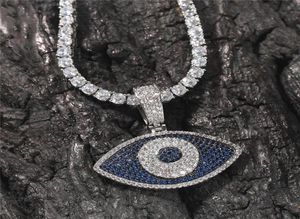 Iced Out Devil Eye Pendant Necklace Gold Silver Plated Mens Bling Hip Hop Jewelry Gift1737422