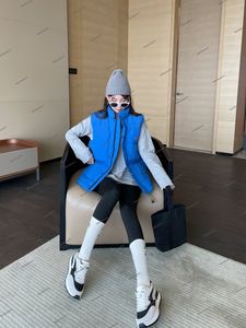 Yelek Gilet Tasarımcı Ceket İşlemeli Rozet Aşağı Kadın Tüy Dolu Malzeme Grey Gri Siyah ve Beyaz Mavi Pop Çift Boyut XS-XXL Mavi