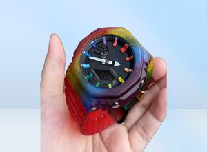 Men039s Sports Quartz Digital GA Watch Pełna funkcja Waterproof Time Pu Large Dial6190651