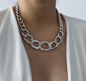 Ins fashion designer luxury vintage exaggerated sparkling rhinestone diamond big chain choker necklace for woman girls3069147