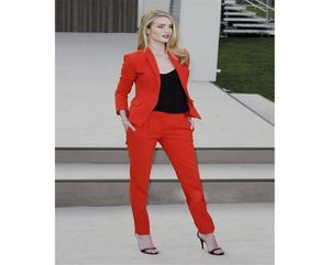 Orange Red Womens Business Suits Ladies Pant Suits Women Brouser Suits 2 Pitch Coat Pants Made2432969