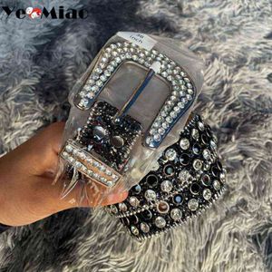 أحزمة رعاة البقر الغربية المظلمة للنساء للنساء العلامة التجارية Diamond Bling Belt Y2K Goth E Girls Rhinestons Billts Men AA220312 324Z