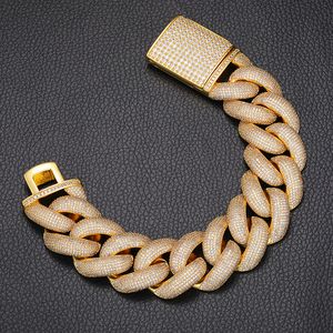 25MM Hip Hop Miami Cuban Link Chain Bracelet TopBling 5AAA+ CZ Real Gold Plated Men Jewelry