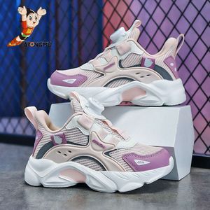 Astro Boy Sports Girls 2024 Frühling Herbst Mesh atmungsaktives Mittel und Big Children's Rotation Button Running Shoes