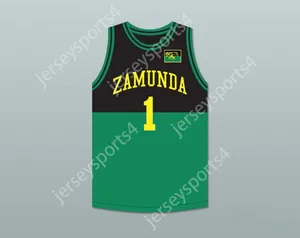 Custom nay mass jovens/crianças príncipe Akeem Joffer 1 Africana do país Africano Black/Green Basketball Jersey com bandeira de manchas de bandeira S-6xl