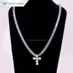 Tianyu Gems индивидуальная 10K Gold Gold Moissanite Diamond Hip Hop Tennis Tennis Кубинское ожерелье цепи