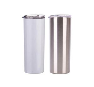 20oz Sublimation Skinny Tumblers blank white cup with lid straw Stainless steel drink cup vacuum insulated water coffee mug sea sh5323451