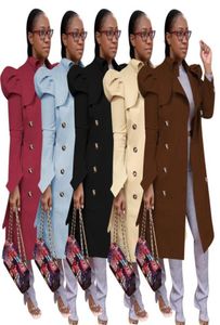 Casacos de trincheira de cor sólida feminina Moda Lepal Warm Winter Jacket Womens casual com botão Coats1637398