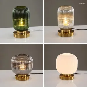 Table Lamps Post-modern Light Luxury Glass Bedroom Bedside Lamp LED Green Smoke Gray Study Living Room Desktop Home Decoration Night