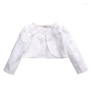 Jackets Girls Cardigans Sweater Princess Kids White Winter Girl Casat Long Sleeve 1-12 anos OUTCOAT Roupas de xale OKC195113