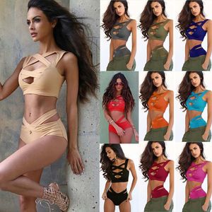 10 färger sommar kvinnors bundna stil sexig badkläder casual tvådelar set baddräkt lady sexig bikini baddräkter storlek s-xl