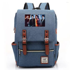 Ryggsäck B105 Vintage 16 tum avslappnad bärbar datorkvinnor Canvas Oxford Waterproof Väskor Män Knapsack Tonårare studenter skolväska