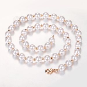 Collane a sospensione ELEGANTE 6mm Collana perla per donne Girls 585 Rose Gold Colore White Chain 20/22/24 pollici gioielleria nuziale HCN33A