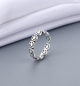 Ring 2021 Trend Ancient Silver Color Happy Smiling Face Open for Women Punk Hip Hop Verstellbarer Modeschmuck Geschenk27379273355