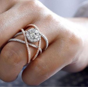 Zhenrong Rose Gold Plated Color Separation Ring Women's Creative Zircon Engagement OEC57206288436