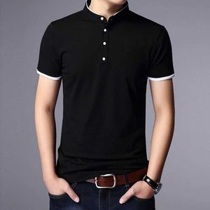 Men's Polos Mens business casual polo short sleeved T-shirt summer comfortable and breathable pure cotton top Q240509