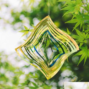 Garden Decorations Star Mirror Rotating Wind Chimes Hanging Keep Birds Away Shiny Spiral Decoration For Yard Porch Drop Delivery Hom Dhyi7