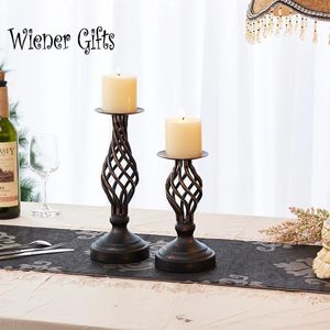 Porta di ferro a candele Stabile Elegante Metal Decorative Metal Hollow Out Lamplesstick per casa romantica da casa Dinne