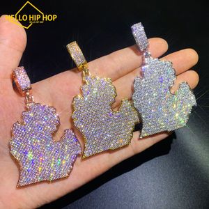 European and American hip-hop sparkling zircon personalized mainland pendant necklace free shipping wholesale