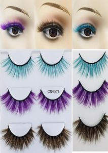 Falska ögonfransar 3D Mink Blue Purple Brown Long Lasting Eyelash Soft Crisscross Fake Extension 3PairsSet 20212291613