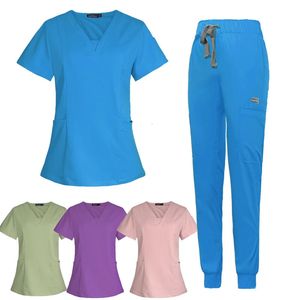 Woman Scrub Set Uniformen Krankenschwester Schönheitssalon Workwear Klinische Peelings Top Pant Spa Doctor Nursing Tunic Anzug 240502