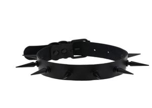 Svart spikad choker krage vegan läder häxa smycken häxor cosplay halsband goth chocker gotiska tillbehör4466070