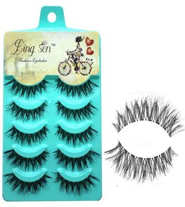 5Pairset False Eyelashes Black Cross Fake Eyelash Natural Long Make Up Eye Lash Extensione Fake Eyelashes9456978