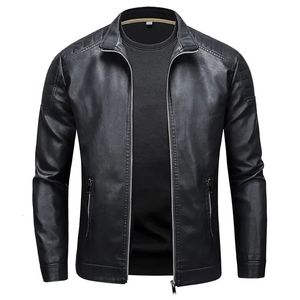 Stand Collar Leather Jacket Mody Moda Casual Men Slim Versão Coreana Roupas Bonitas 240430