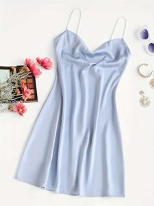 Basic Casual Dresses Womens satin Pearl Neck Sling sexy little dress woman Y240509