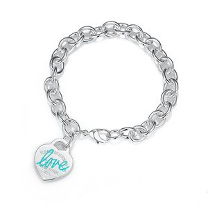 S925 Silver Love Heart Bracciale classico Brand Luxury Brand Four Hearts Braggle Blue Letters Designer Bracciale Bracciale per donne Regalo