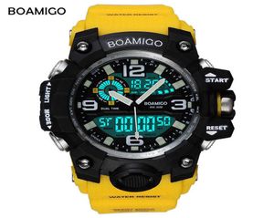 Men Sports Watches BOAMIGO Brand Digital LED Orange Shock Swim kwarc gumowe zegarek wodoodporne Relogio Masculino x06256167752