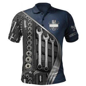 Męska letnia maszyna modowa męska 3d pirnt graficzna koszulka polo męska odzież Casual Engineer Ball Flip kołnierz krótki rękaw Top 4xl Q240509