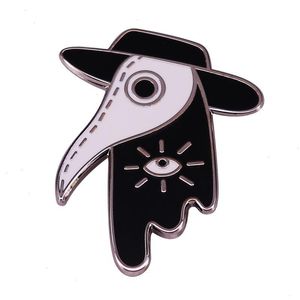 Cartoon Gothic Bird Doctor Broche Pin de esmalte duro Lavar suas malditas Hands Lembrete de assistência médica