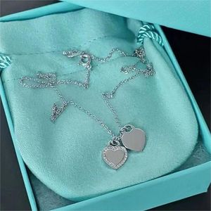 Double Heart Love Collane per donne Girls Luxury Brand Crystal Diamond Hearand Hearts Calce Short Chain Choker Whale Goth Searamoon Collana Gioielli Regali