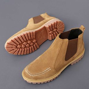 Quality Winter Men Ankle Boots Suede Leather Hard Outsoles Working High Top Casual Shoes Botines Hombre