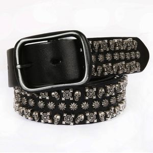 Skull Belts for Women men Punk Rock Style Belts Rivet Studded Hip Decorative Waistband for Women Men High Quility 3203