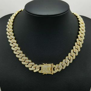 designer Alloy Cuban Chain Full Diamond High Quality 14mm Diamond Full Diamond Mens Hip Hop Necklace MA3W