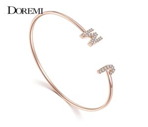 DOREMI Custom Letter Bracelet Baby bangle Zirconia Pave Setting Initial bracelet Child Adult size for Unique Cuff Jewelry 2103309750716