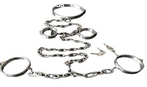 Bondage krage handleds fotled manschetter siamese rostfritt stål tunga kedjor sele bondage växel vuxen slav bdsm set5942215