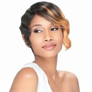 Ombre Straight Bob Wig Pixie Short Bob Human Hair None Lace Front Wigs T1B/30# Colored Pixie Cut Bob Wigs For Women