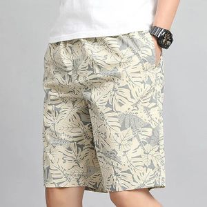 Shorts masculinos minimalistas e moda coreana imprimir na cintura elástica zíper de bolso casual calça reta solta comprimento do joelho