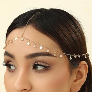 Hair Clips Todorova Boho Zircon Star Head Chain Pendant Headpiece Jewelry Women Forehead Headwear Wedding Headdress Accessories