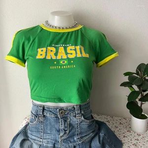 Frauen Tanks Frauen Rückenless sexy Camisole Sommer Schlanker Weste Brasilien Buchstaben drucken Ästhetik 90er Tank Crops Dame ärmellose Kleidung