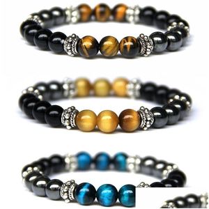 Beaded Natural Stone Bracelet Strands Mitcolor Tiger Eyes Men Bangle Jewelry Gift Drop Delivery Bracelets Dhgarden Dhy2P