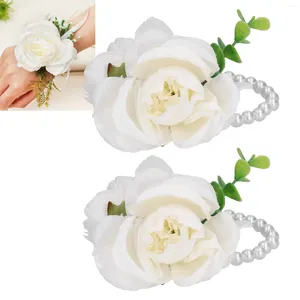 Декоративные цветы 2pcs запястье Корсаж подружки невесты сестры