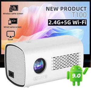 T100 Mini Projector 5G Wi -Fi Bluetooth Projector 1500 Lumens 720p Projector поддерживает 1080p видео для дома на открытом воздухе Android J240509