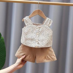 Clothing Sets 6M-4Y Summer Baby Girls Clothes Cute Cotton Kids Sleeveless Casual Vest Shorts 2 Pieces Suits Polka Dot Shirts Tops Pants