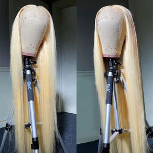 13x6 HD Transparent 613 Blond spets frontala mänskliga hår peruk 613 Bob Wig Brazilian Bone Straight 13x4 Spets Front