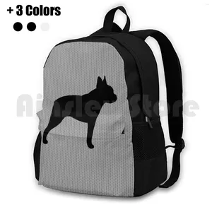 Rucksack Boston Terrier Silhouette (s) Außenwanderung wasserdichtes Camping Travel Hunde Haustiere Tiere BT